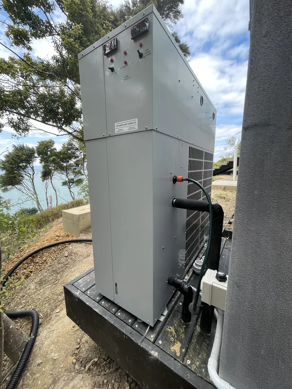 Pool heat pump installed on site