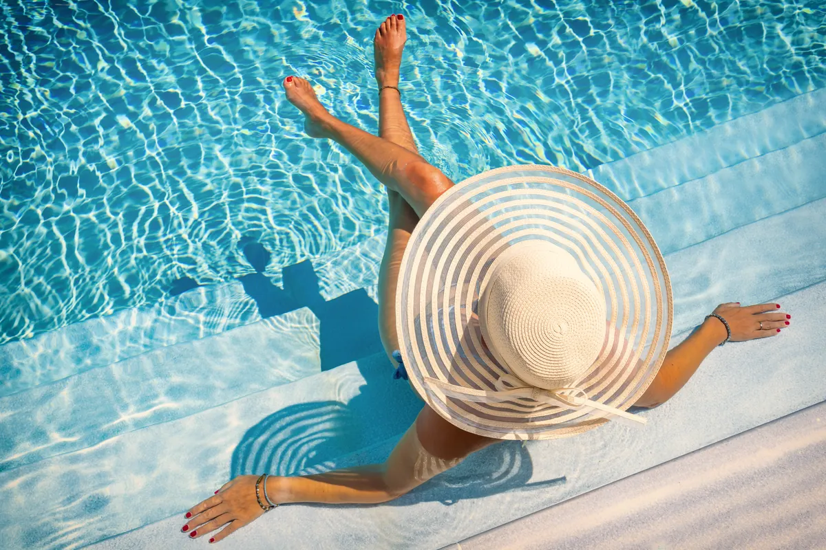 Relaxing by the pool